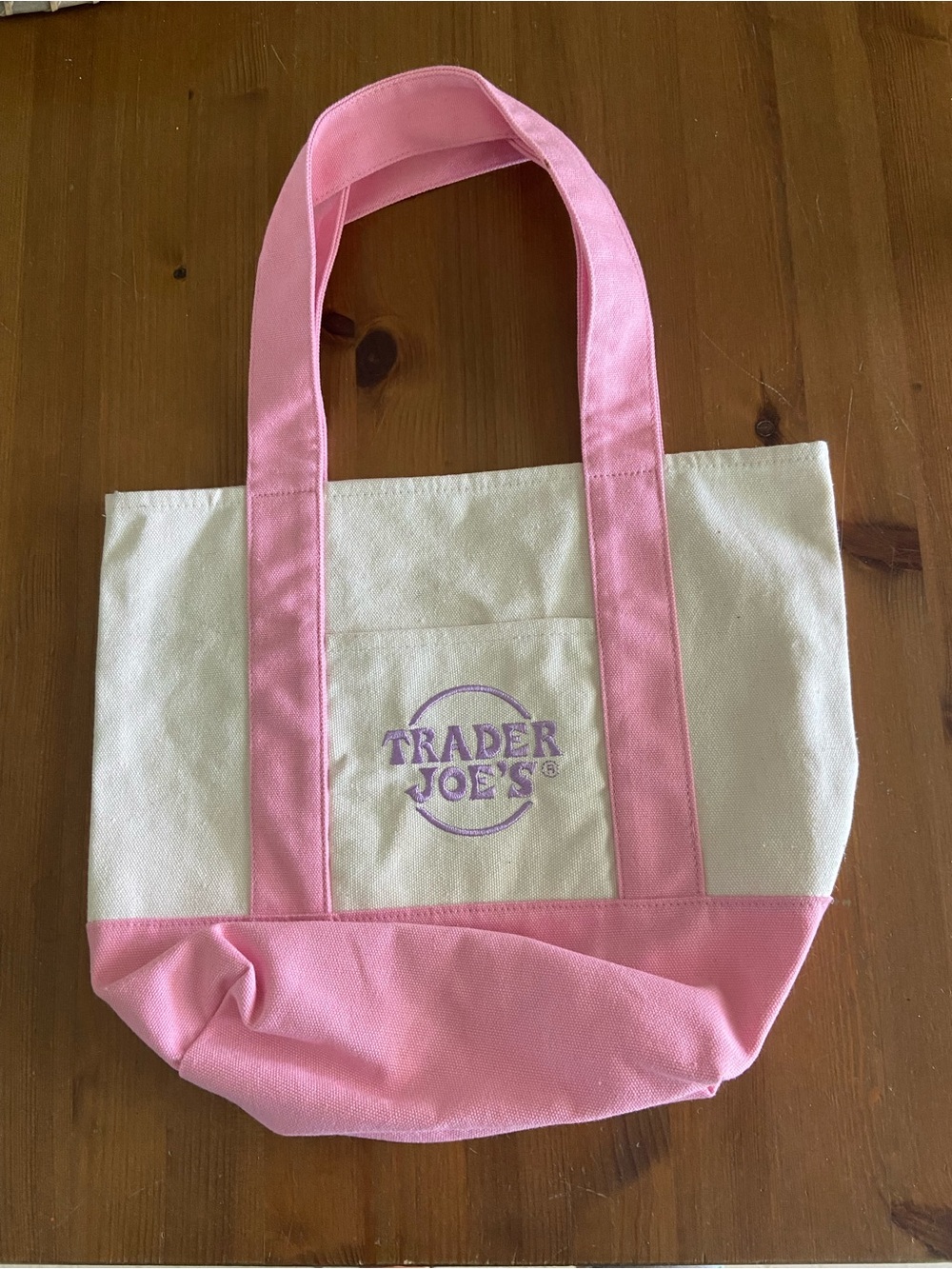 Trader Joe's Pink & Cream Canvas Tote